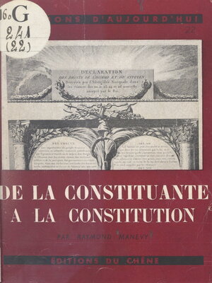 cover image of De la Constituante à la constitution